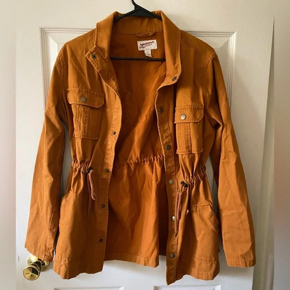 Arizona Jean Company Burnt Orange Rust Brown Army Cargo Utility Jacket - Picture 2 of 4